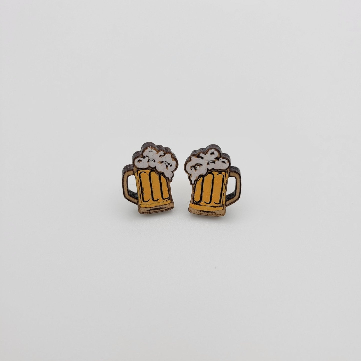 Hand Painted Beer Mug Stud Earrings - 4 Arrows Creations