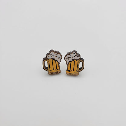 Hand Painted Beer Mug Stud Earrings - 4 Arrows Creations