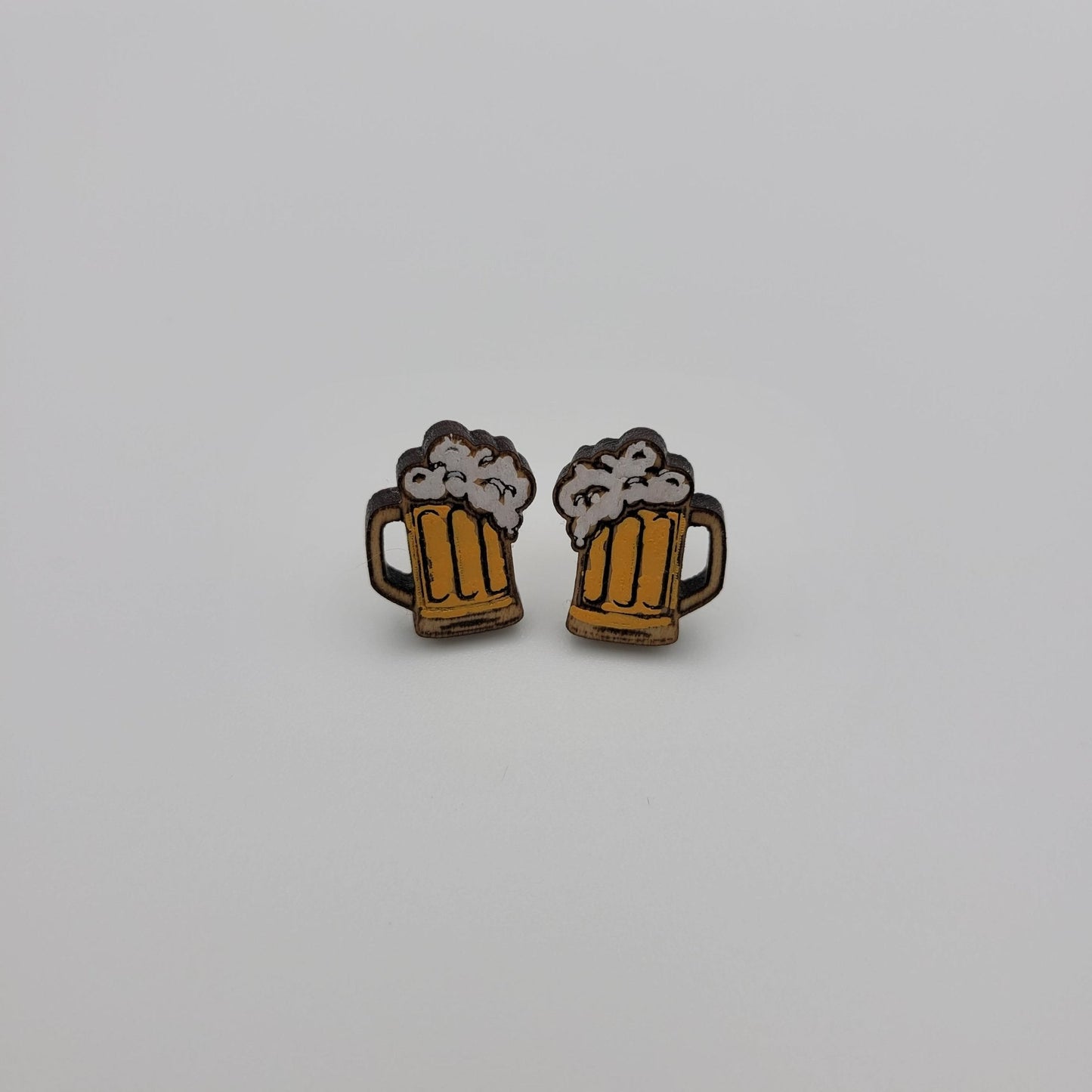 Hand Painted Beer Mug Stud Earrings - 4 Arrows Creations